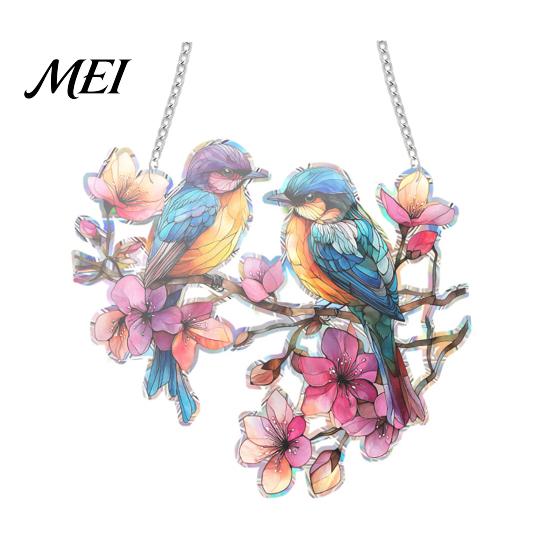 Acrylic Hanging Ornament Stained Glass Style Window Hanging, Colorful Sun Catchers for Wall Windows, Waterproof Decor Suncatcher with Chain Women Wife
