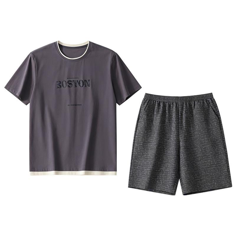 Men's Pajamas Summer Cool Modal Thin Short-sleeved Shorts 1011 New Soft Loungewear Set