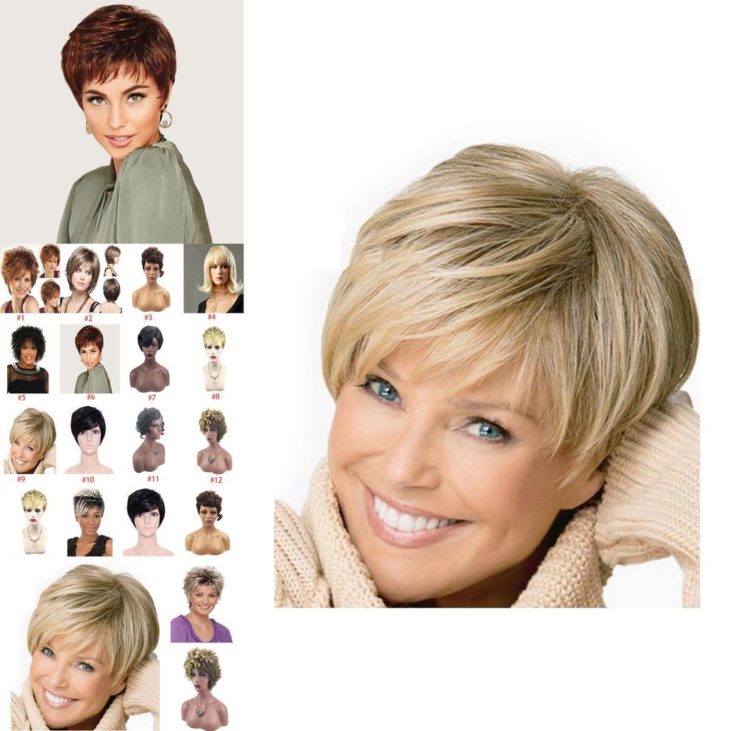 Women's Short Hair Full Wig Natural Curly Wavy Synthetic Wig For Cosplay Parties