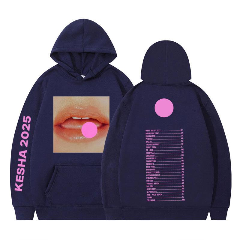 Tits Out Tour T-Shirt Kesha Sängerin Print Hoodie Herren Damen Ästhetischer Pullover Lässig Langärmlig Locker Lässig Übergroße Sportbekleidung