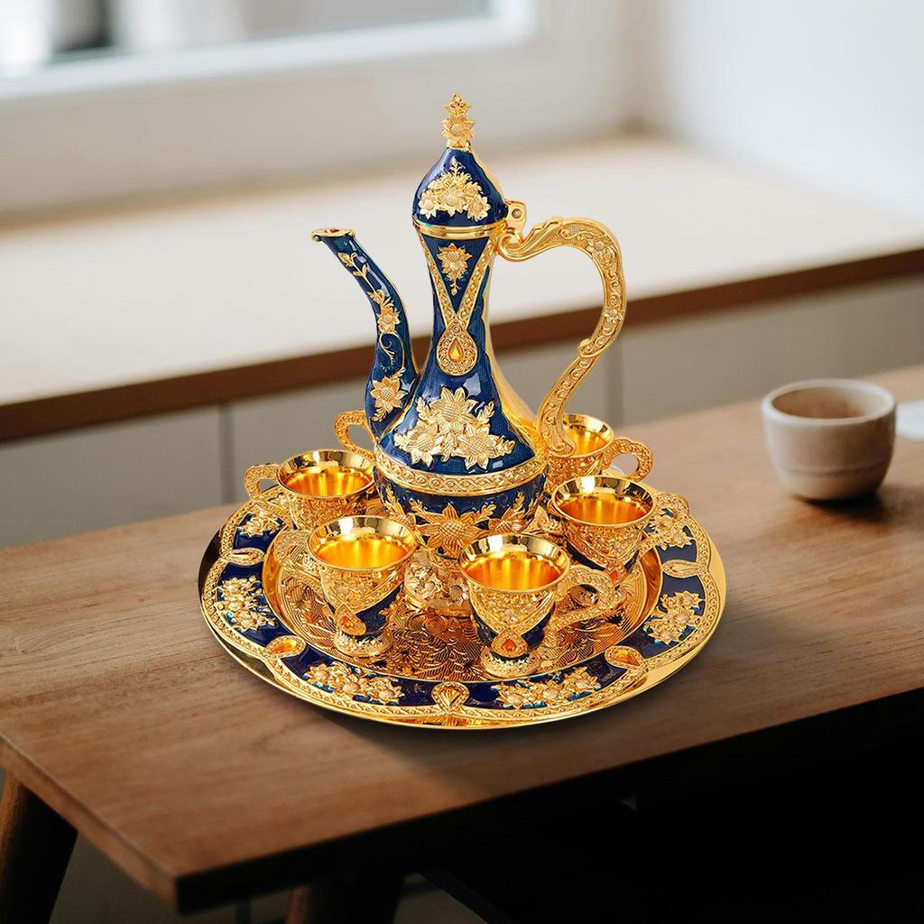 Elegant Turkish Coffee Set with Pot and Tea Cups - Stylish Beverage Drinkware for Home Decor