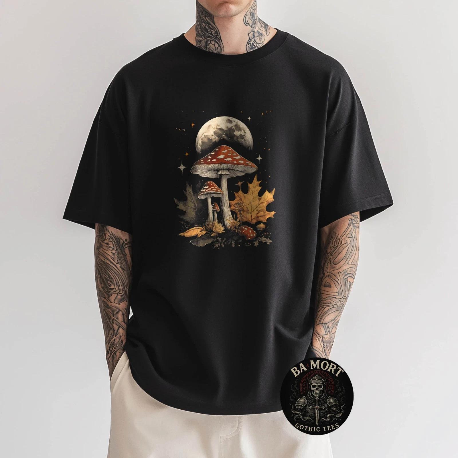Мистический Коттеджкор Готический Лунный Месяц Грибы Футболка 2XL