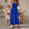 Spring and Summer New European and American Suspender Layered Waist Solid Color Slim Dress Women's Dress