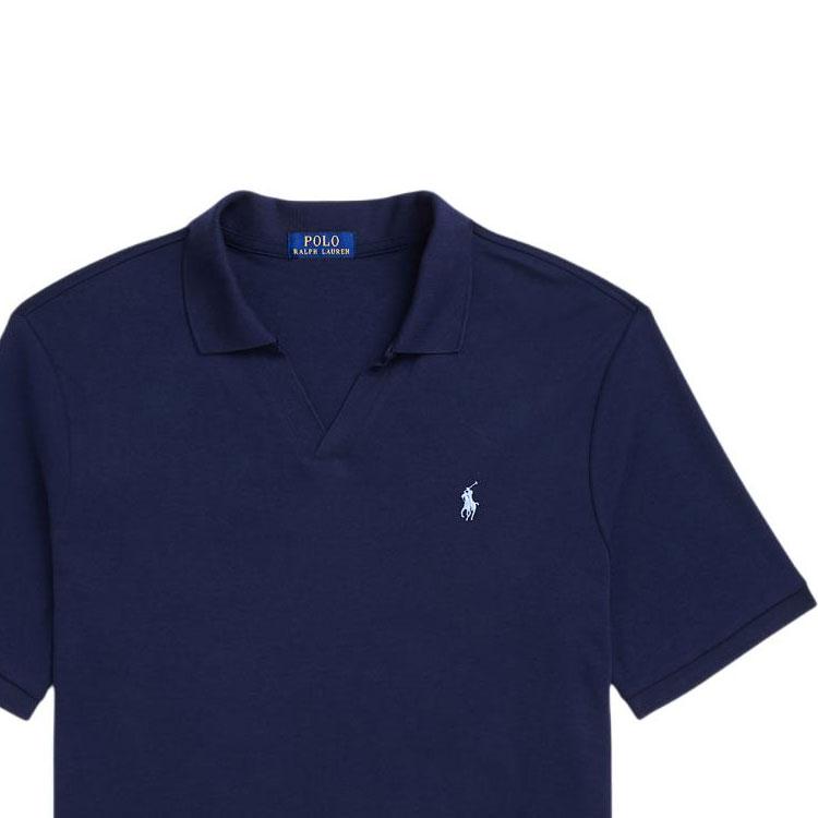 Polo Ralph Lauren Solid Color Small Pony Embroidered Loose Casual Short Sleeve Polo Shirt Men Tops Elegant-Dark-Blue MNPOKNI1N822833-400