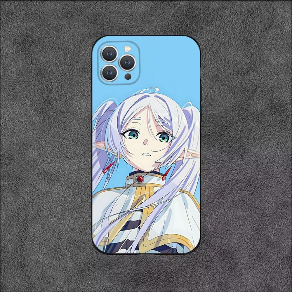 Frieren Sousou No Frieren Anime Phone Case For iPhone 16,15,14,13,12,11,Plus,Pro Max,XS,X,XR,SE,Mini,8 Soft Silicone Black Cover