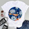 Summer New Shortsleeved Tshirt with Swan and Butterfly Print Patterns Roundneck Top Made of Modal Fabric Women Clothing