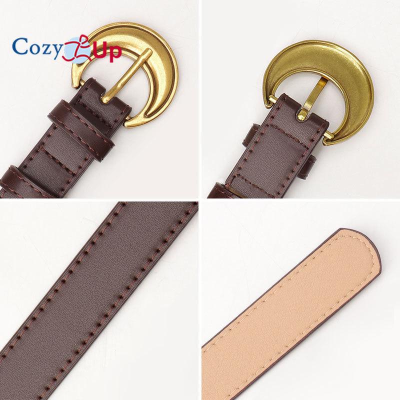 Women Leather Belt for Jeans Pants Gold Buckle Lady Casual Dress Waist Belt