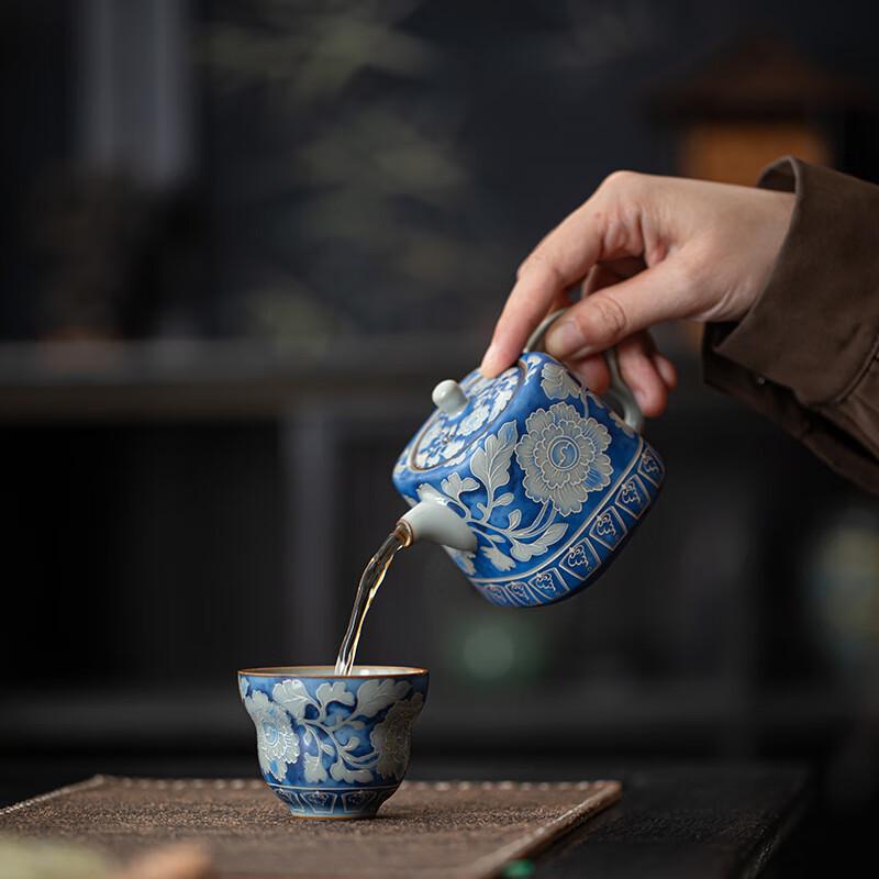 Yuan Blue-and-White Square Ceramic Teapot