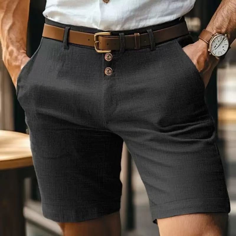 Nuovo Arrivo Estivo Pantaloncini da Uomo Pantaloncini da Uomo in Lino a Cinque Pollici Lisci con Bottone Davanti Pantaloni Casual Sportivi da Spiaggia