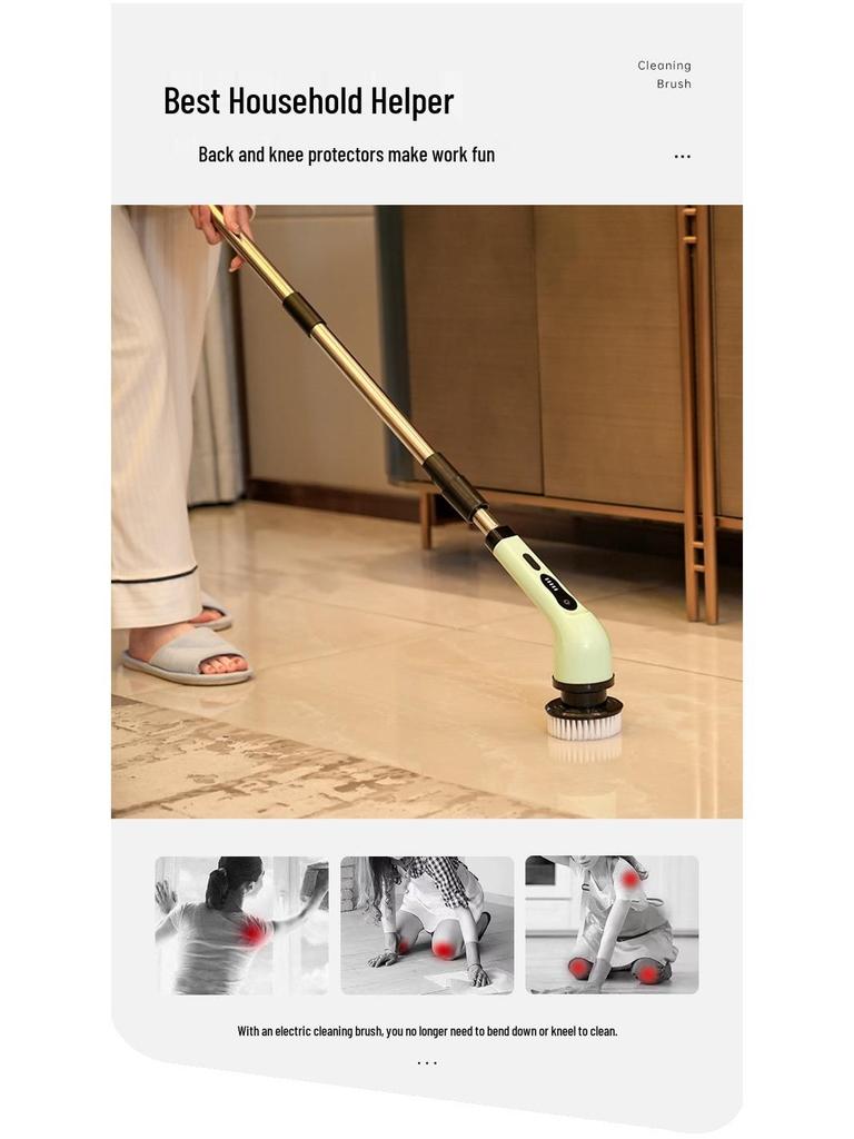 Wodoodporny Ręczny Elektryczny Zmywak Gąbka - Bezprzewodowy, Wielofunkcyjny do Czyszczenia Kuchni i Podłóg