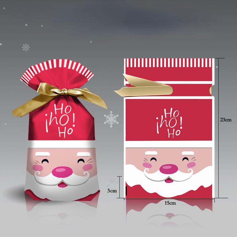 50Pcs New Year Christmas Candy Packaging Santa Gift Bag Xmas Plastic Bag Christmas Decorations for Home Navidad