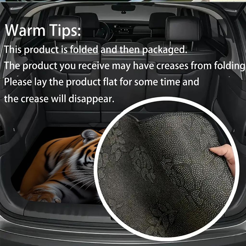 Tappetino per Bagagliaio Auto Realistico Motivo Tigre Poliestere Flanella 75x100cm Antiscivolo Rivestimento Cargo