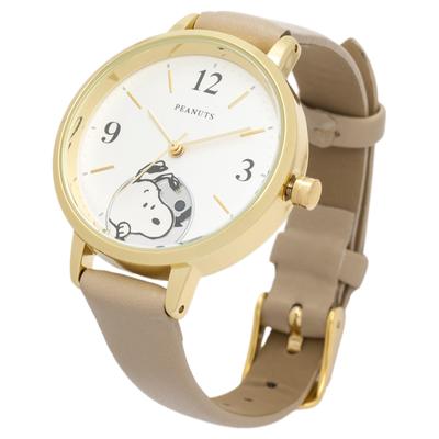 Watch Analog Leather Strap Snoopy Hide and Seek Watch G Beige [Fieldwork] Women's PNT044-2