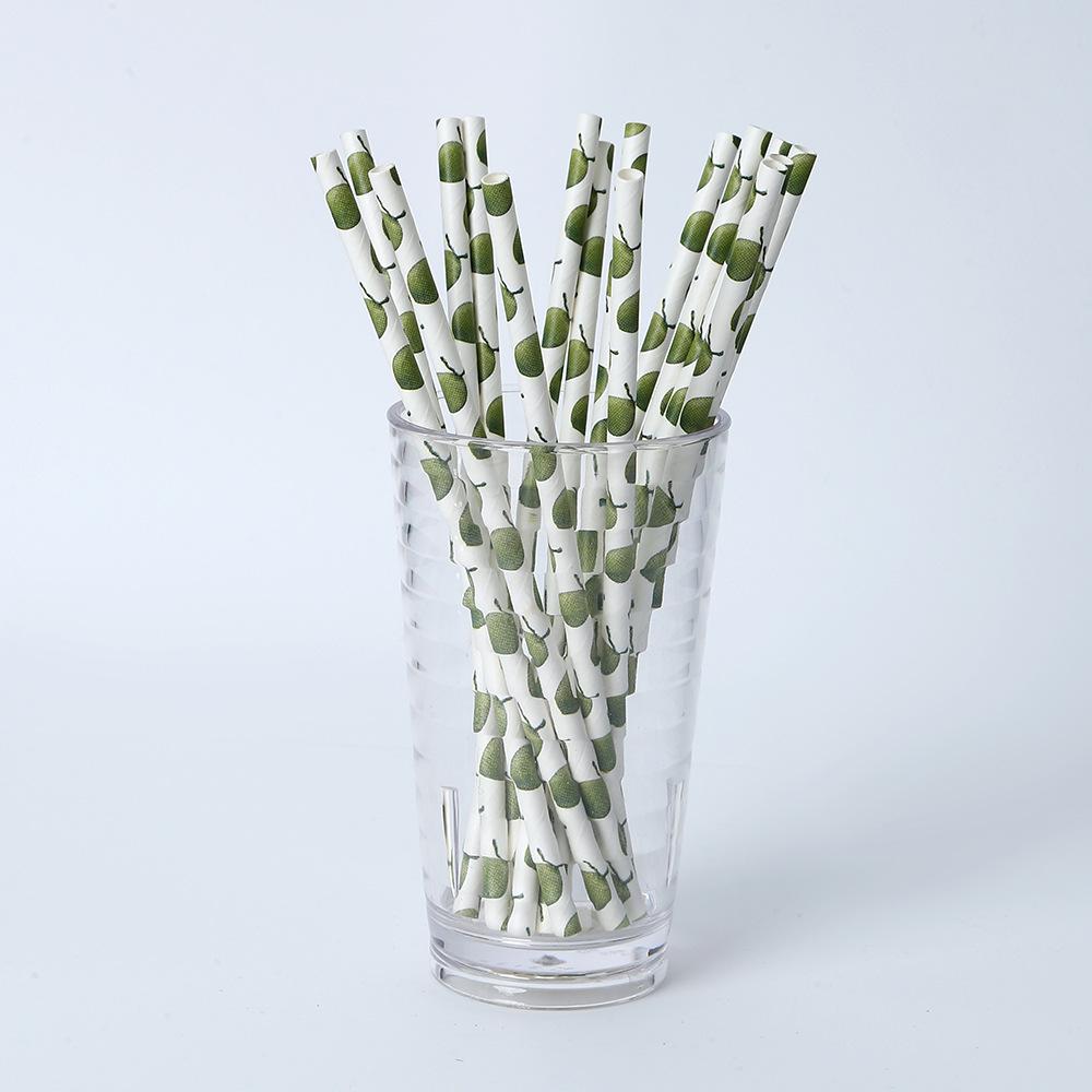 Biodegradable Fruit Print Paper Straws for Parties and Cocktails