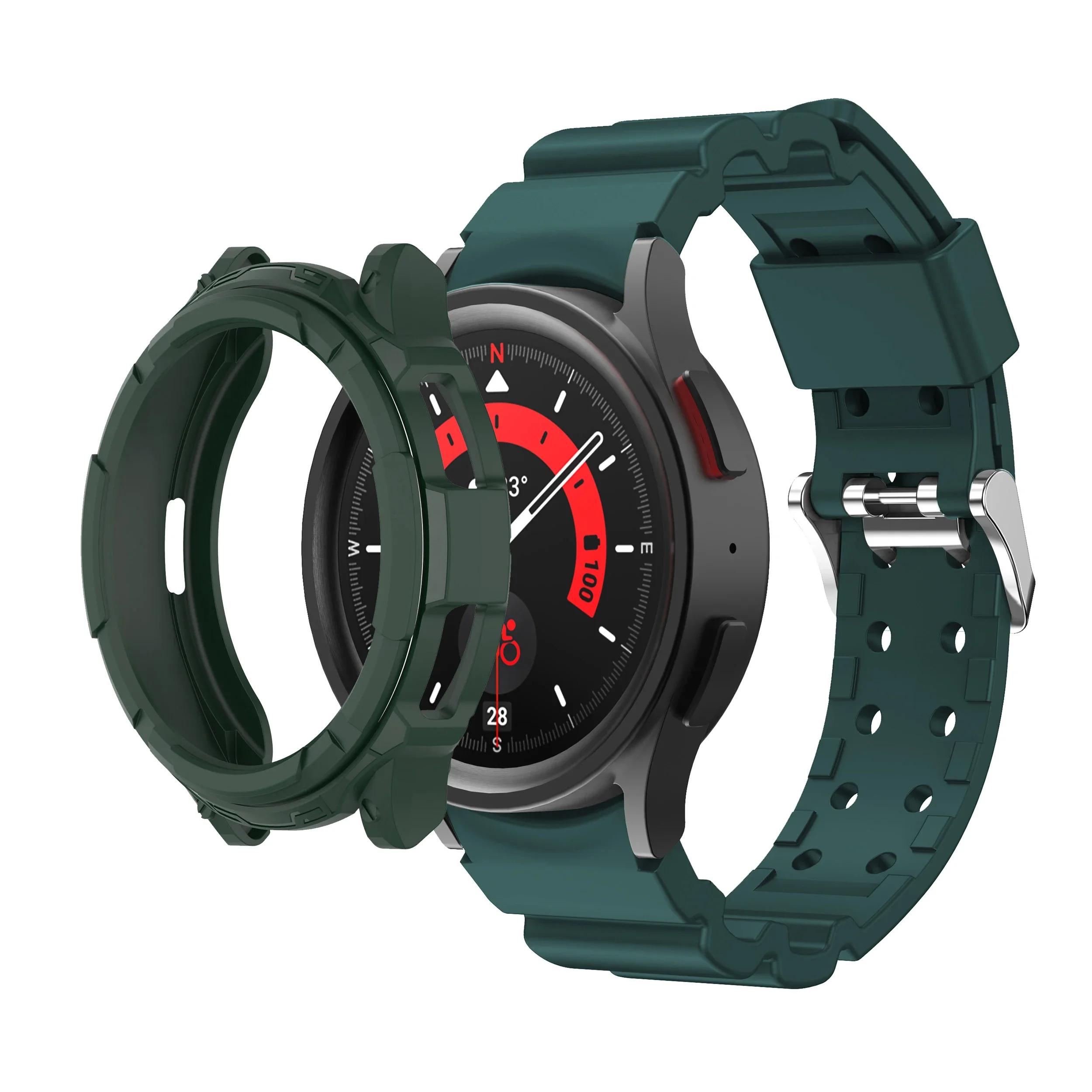 

Силиконовый ремешок+чехол для Samsung Galaxy Watch 6 Classic 43мм 47мм Спортивный ремешок-петля Защитная крышка экрана для SAMSUNG 6Classic Watch 6 Classic 47mm зелёный