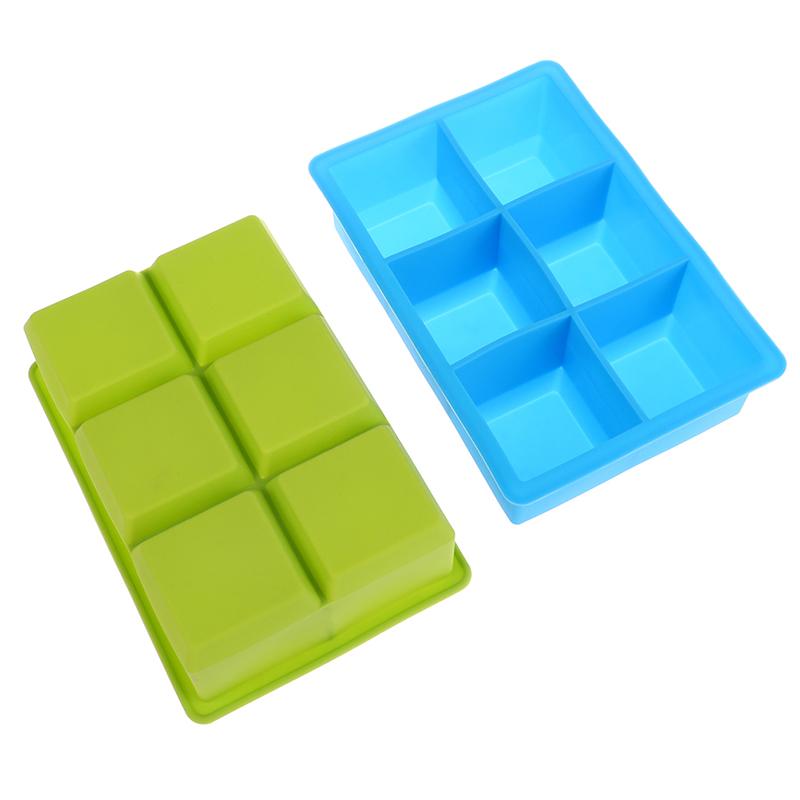 6 Grid Ice Tray Mold Large Diy Food Grade Silicone Ice Cube Square Tray Mold