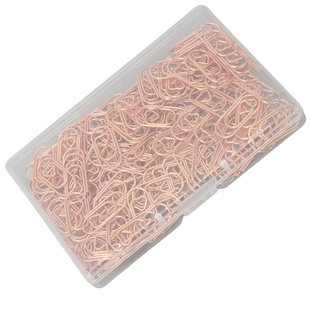 300pcs Electroplated Finish Rose Gold Paper Clips Anti Slip Design Decorative Paperclips  DIY Crafts