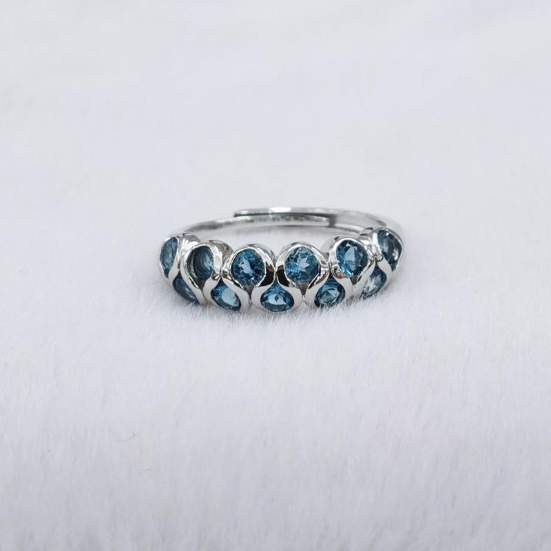 

SACE GEMS 925 Стерлинговое серебро 3 мм Натуральный Лондонский голубой топаз Роскошные кольца для женщин Созданное Свадебное помолвочное кольцо Изысканные ювелирные изделия Open синий
