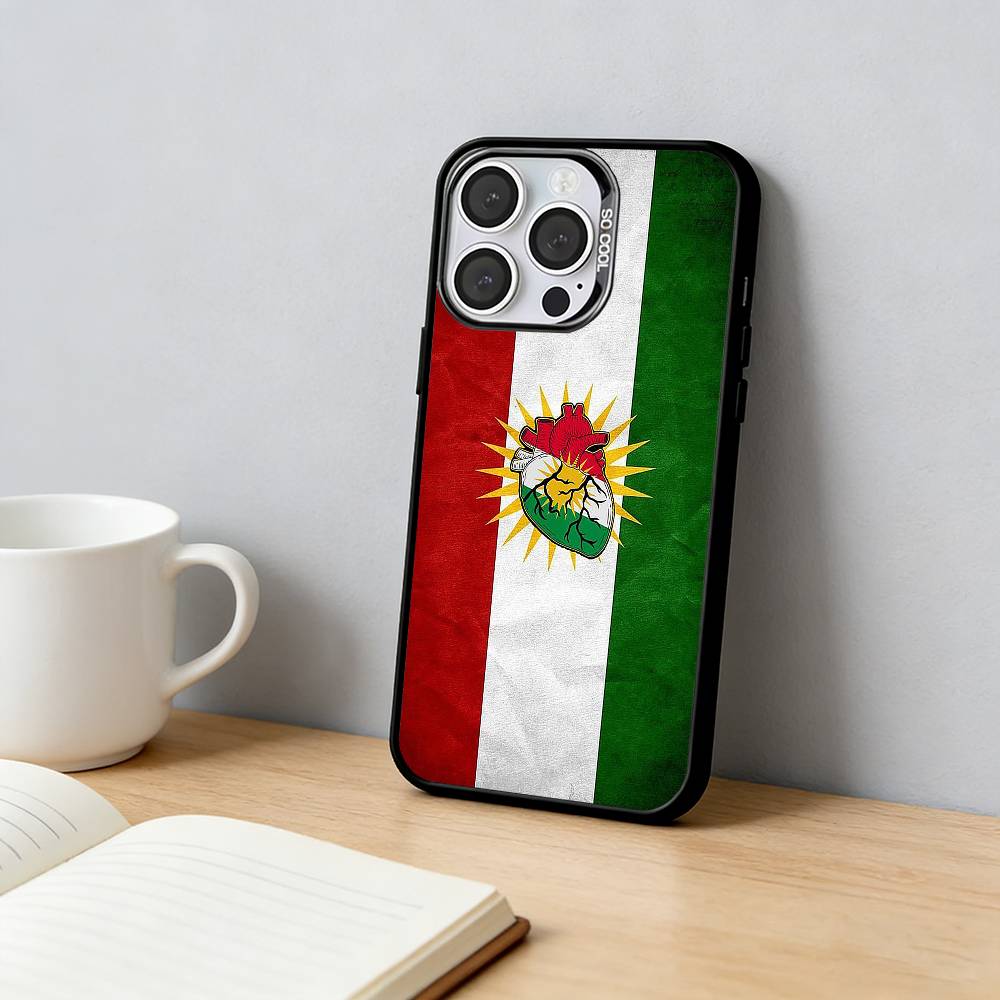 

Kurdistan Flag Art Phone Case For iPhone 17,16,15,14,13,12,11 Plus,Pro Max,XS,Colorful Silver Black Cover iPhone17promax