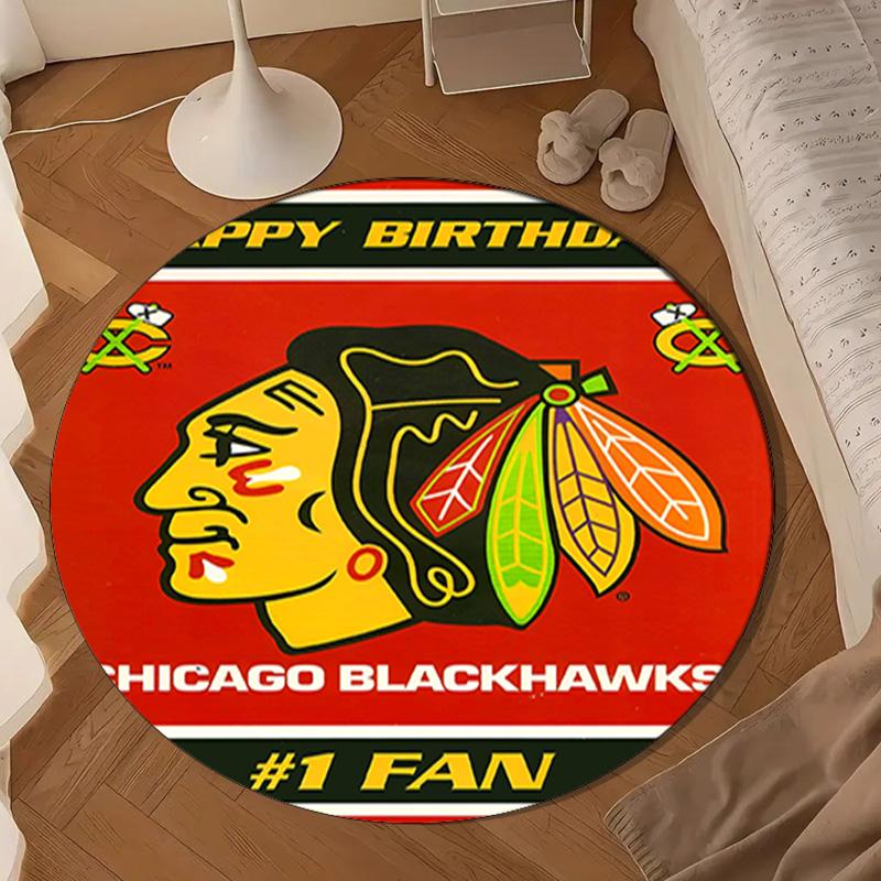 Chicago Hockey Round Rug for Livingroom,Bedroom, Palyroom, Chair Rug, Area rug, Circle Carpet, Large Size Decor Fan Christmas gift