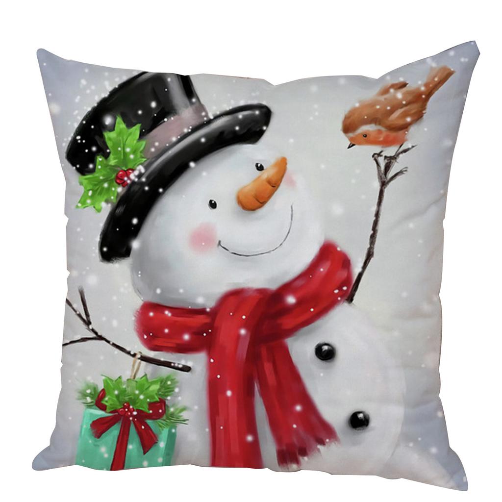Kissenbezug Weihnachtsmann Kissenbezug Dekoration Niedlicher Cartoon Schneemann Kissenbezug Zuhause Sofa Lendenwirbelstütze Stickerei
