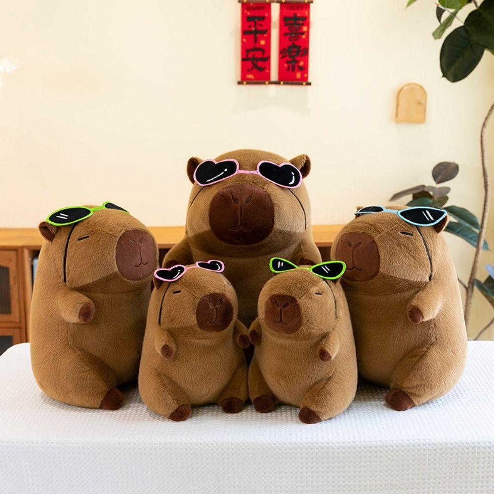 Wear Glasses Capybara Plush Doll Cartoon Capibara Fluffty Doll Capybara Plush Toy  Christmas Toy