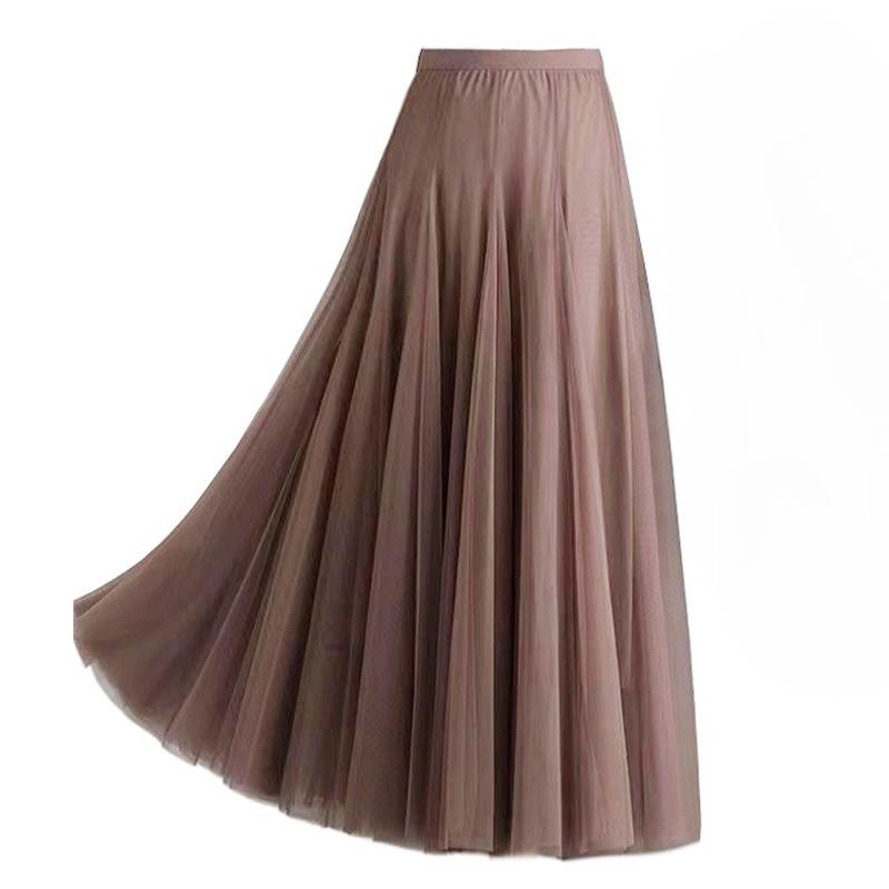 

Женская юбка, длинная юбка-качели, тонкая юбка феи с высокой талией до середины тела, танцевальная сетчатая юбка One Size