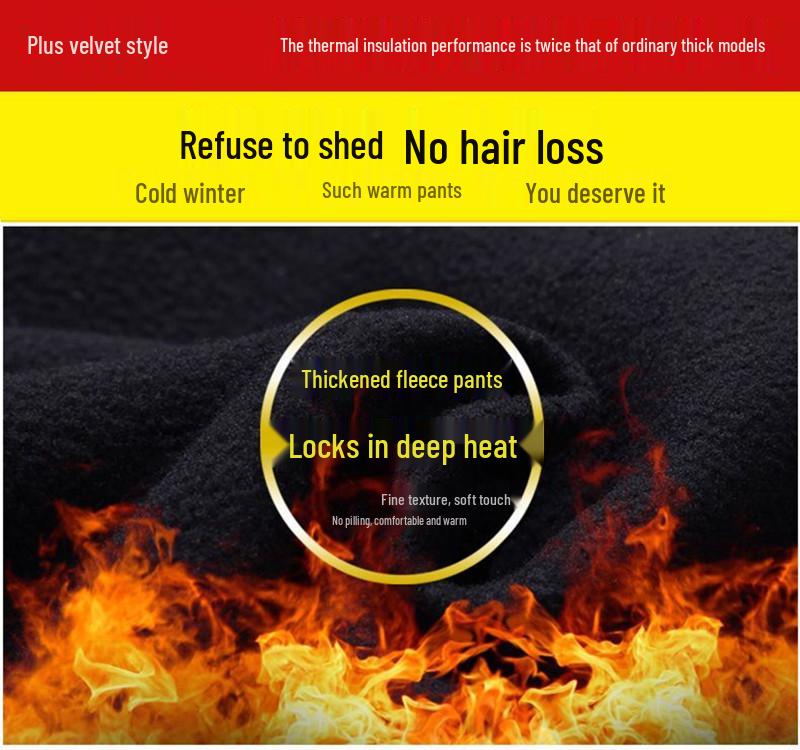 Men's Fleece-Lined Straight-Leg Dress Pants for Autumn & Winter - Casual, Loose, Thickened Style for Middle-Aged & Elderly.