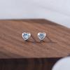 Color zircon love stud earrings, women's earbone studs, niche design, sweet and cool cochlear studs, ear hole earrings.