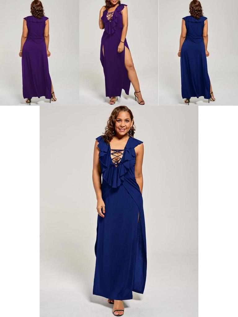 Wunderschönes Plus-Size Damen Lang Spaghettiträger Strandparty Abendkleid Für Alle Anlässe