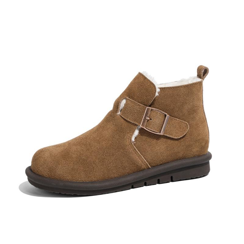 

Хлопковые туфли женские высокие утепленные короткие ботинки с толстой подошвой из кожи для холодного климата 39 коричневый