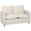 2-Seat Sofa Upholstered In Breathable Leather-Effect Fabric, Thick Padding, 2 Cushions, Armrests, for Living Room, Cream