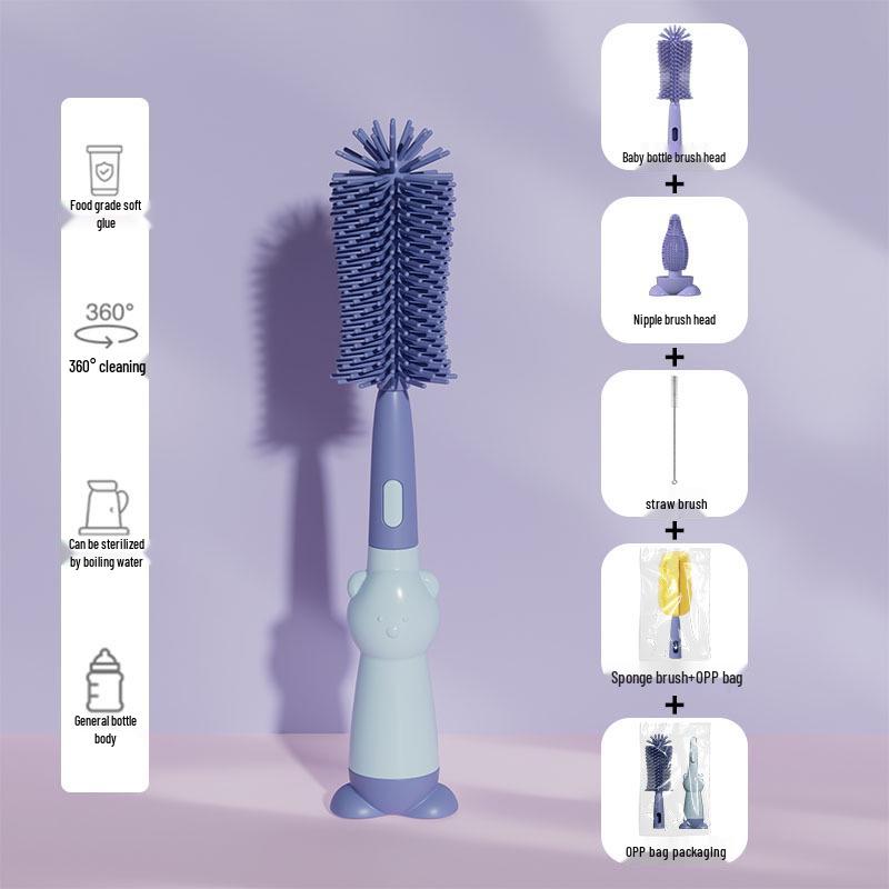 Silicone Baby Bottle & Nipple Cleaning Brush Set