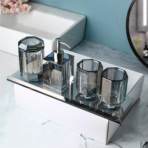 Crystal Glass Bathroom Kit Couple Mouthwash Cup Tray Wash Set Press Soap Dispenser Light Luxury Home Bathroom Accessories Set