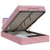 Ottoman Bed with Mattress and LED Pink 120 X 200 Cm Velvet