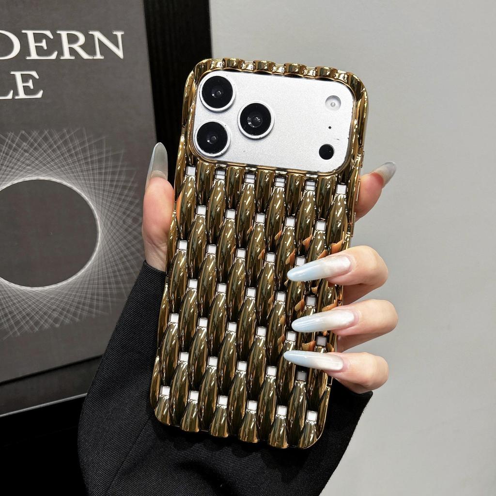 Apple 17 Pro Max Woven Braid Heat Dissipation Case, iPhone 16/15/13 Large Hole Protective Cover.