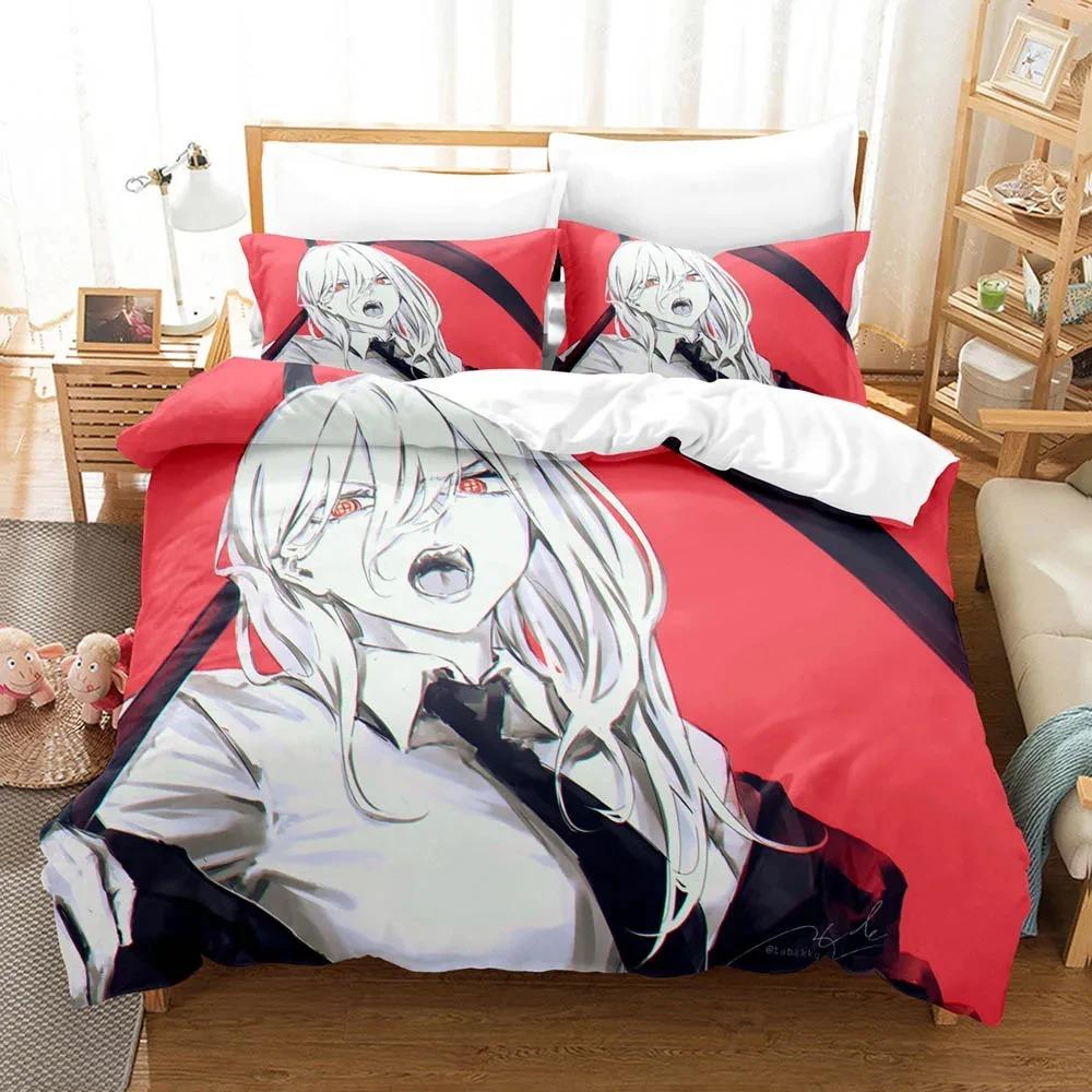 Anime Chainsaw Man Makima Bedding Set Boys Girls Twin Queen Size Duvet Cover Pillowcase Bed Kids Adult Home Textileextile