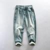 Classic Fashion Men's Jeans High Street Casual Retro Style Baggy Washed Jeans Cotton Mid-waist Straight Denim Pants Youth Men Trousers