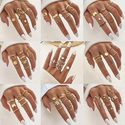 Europäischen Franc Schmetterling Stern Ring Set Mode Sommer Böhmischen Gold Luxus Umarmen Liebe Frau Ring Set Party Geburtstag Geschenk