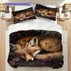 Fuchs-Muster Bettwäsche Steppdecke Set Bettbezug Kissenbezug Heimdekoration Geburtstagsgeschenk (1 Bettbezug + 2 Kissenbezüge, ohne Füllung)