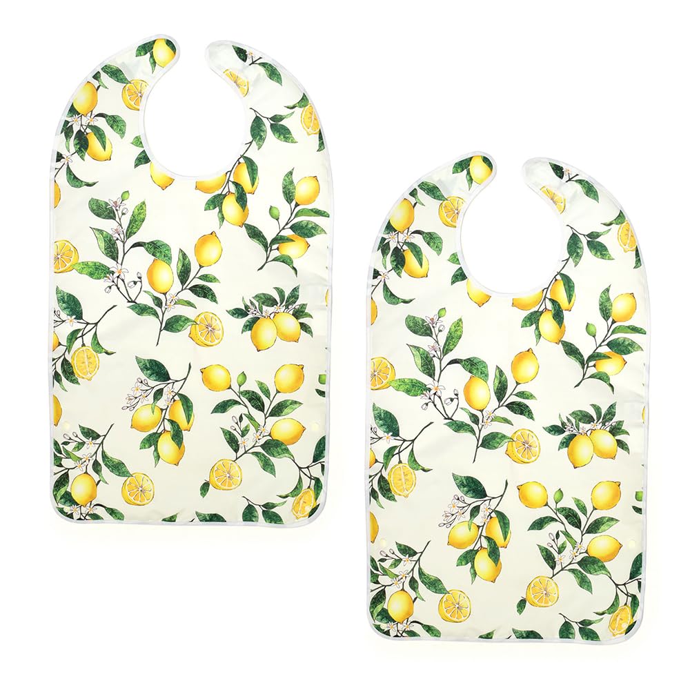 STIL Dekor Pflege Esslätzchen Tasche 2er Set Zitrone Esslätzchen Pflege Wasserabweisend Pflege Stilvoll Niedlich Altenheim Pflege