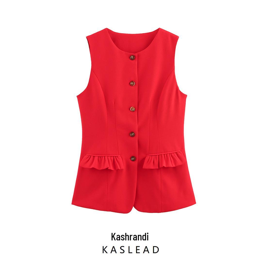

2025 Spring Women s European and American Fashion: Slim Sleeveless Vest S