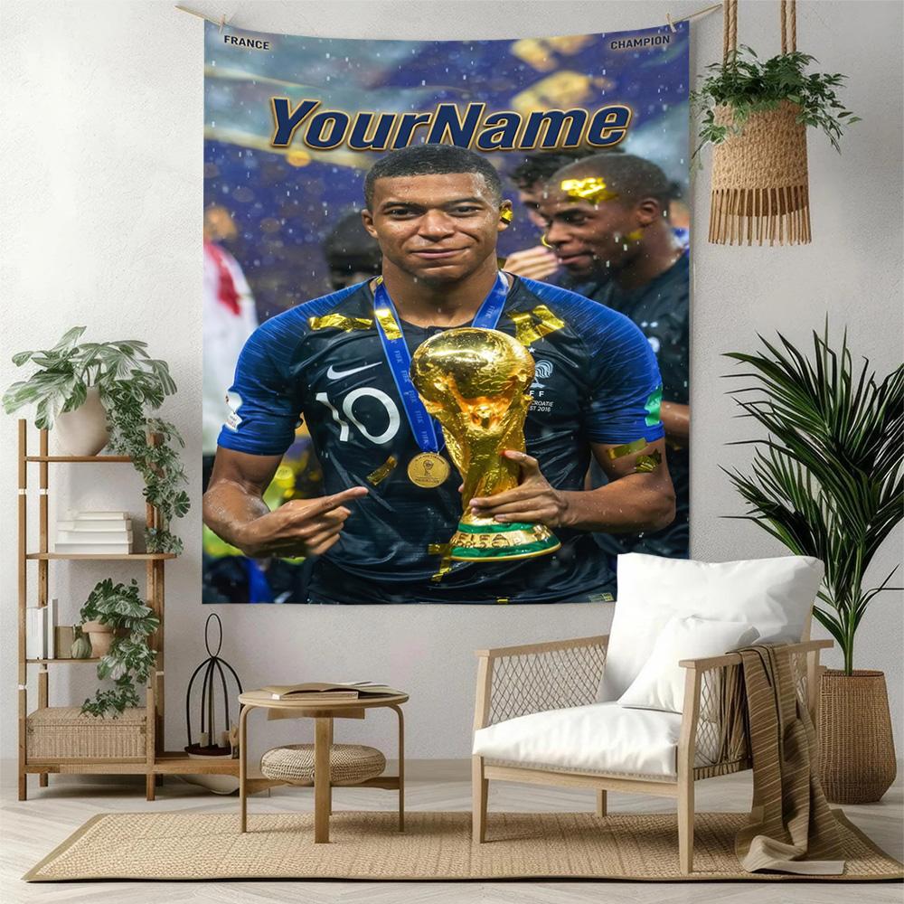 Mbappe Custom Your Name Wall Decor Tapestry Art For Pet Memorial Birthdaywedding Party Backdrop Family Gift