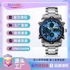 Dual Display Electronic Watch, Multi-function Steel Strap, Large Dial, Three-time Men's Waterproof Watch