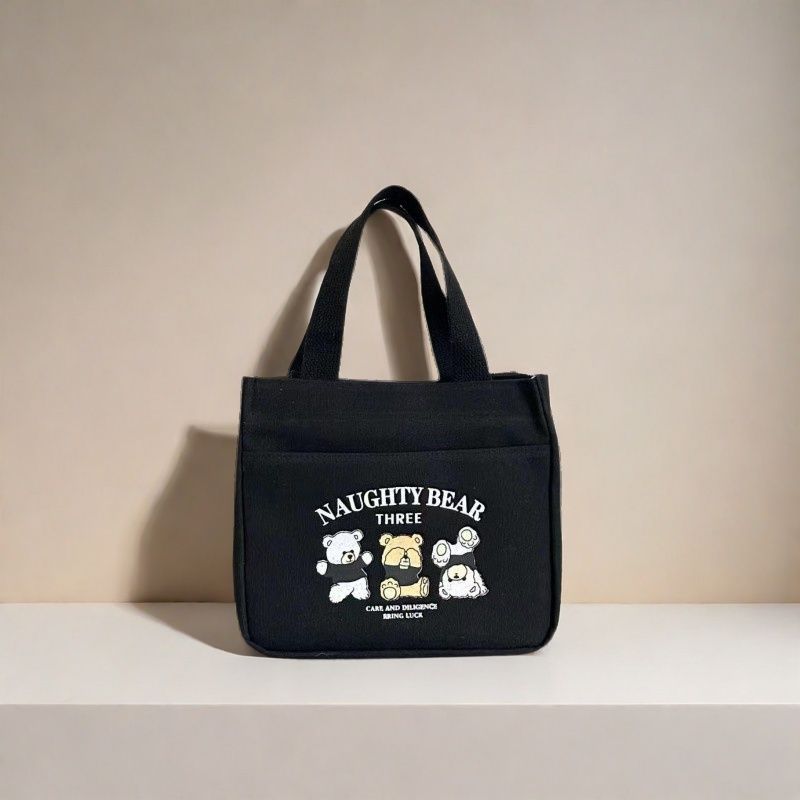 New canvas tote bag dirt-resistant large-capacity simple office worker student versatile lunch box mommy thermal insulation bento bag