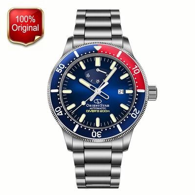 Orologio Meccanico Automatico da Uomo Serie Stella Orientale - Orologio Subacqueo Luminoso, Edizione Rossa e Blu, Modello RE-AU0306L00B