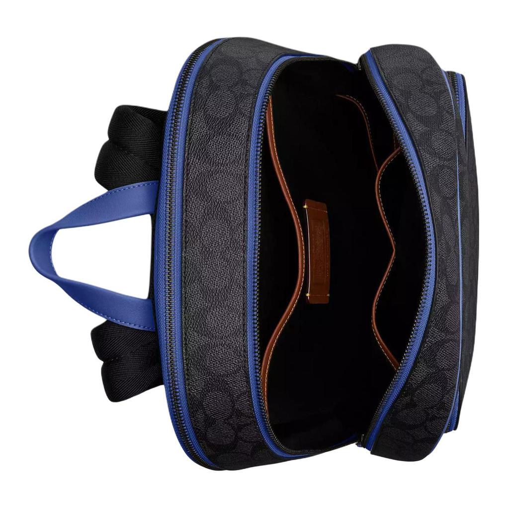 Coach Gotham 29 Zipper Closure Signature Coated Canvas And Calfskin Backpack Large Men Backpack Charcoal Blueberry CR743-WRH