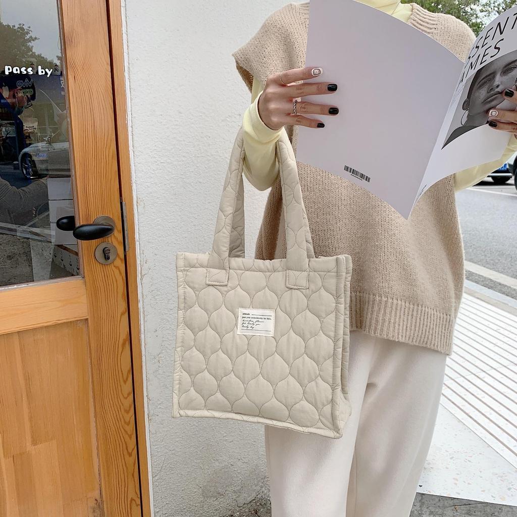 Kvinner Høst Vinter Vattert Stor Kapasitet Enkel skulder Pendler Tote Bag