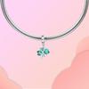 Metal Clover Pendant Green Zircon Shines Brightly Fit 4Mm Aperture Make Your Own Bangle Necklace Fine Accessory Making Elegant Fashion Beautiful