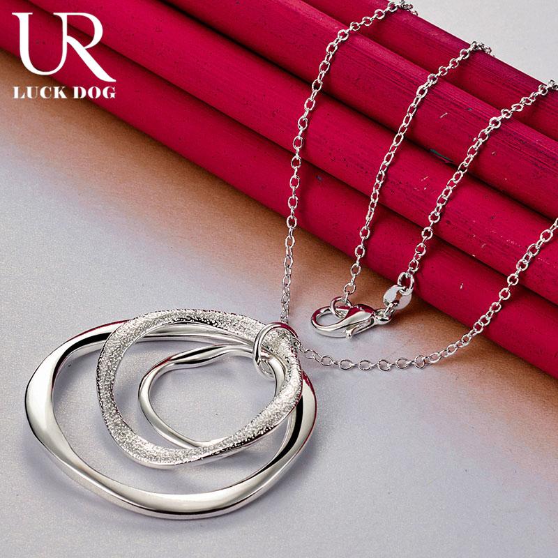 

Ожерелье с тремя кольцами из стерлингового серебра 925 пробы, модные свадебные украшения O-45CM